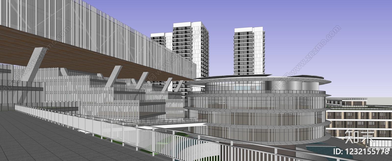 现代学校建筑SU模型下载【ID:1232155778】