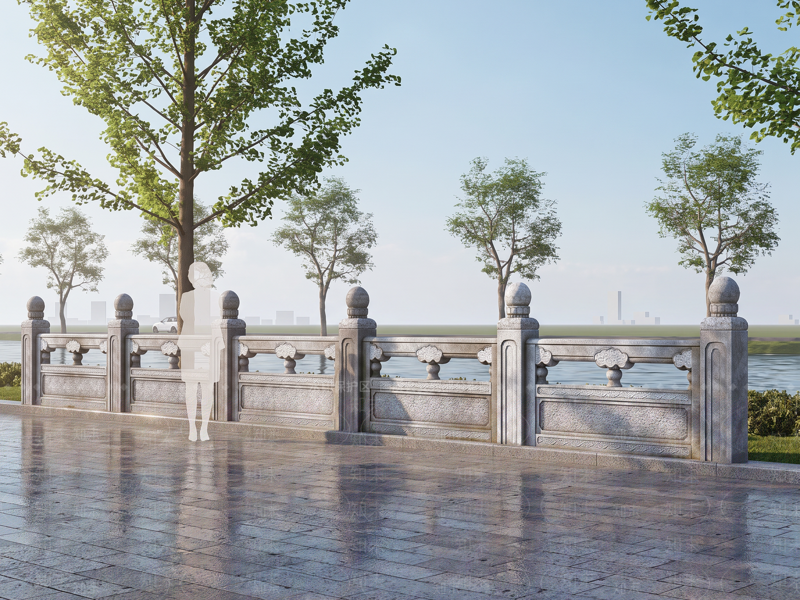 新中式景观景观围栏SU模型下载【ID:1232156585】