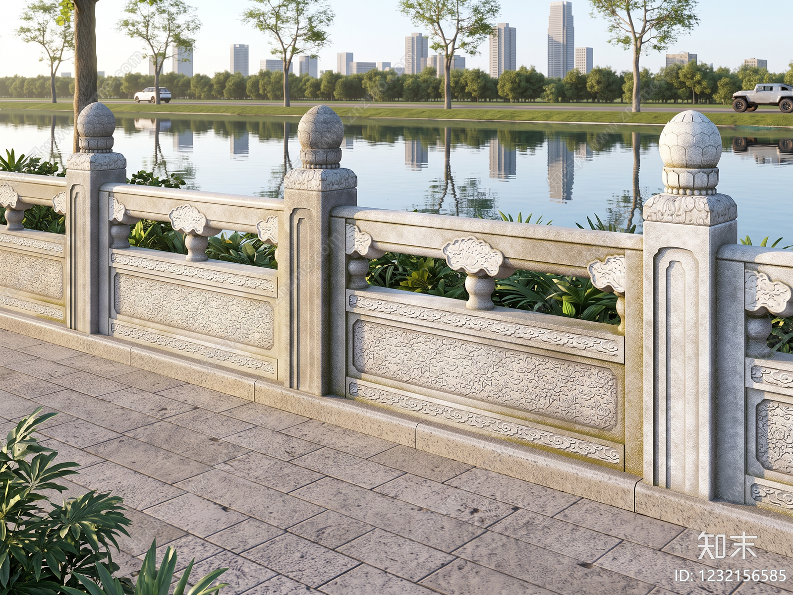 新中式景观景观围栏SU模型下载【ID:1232156585】