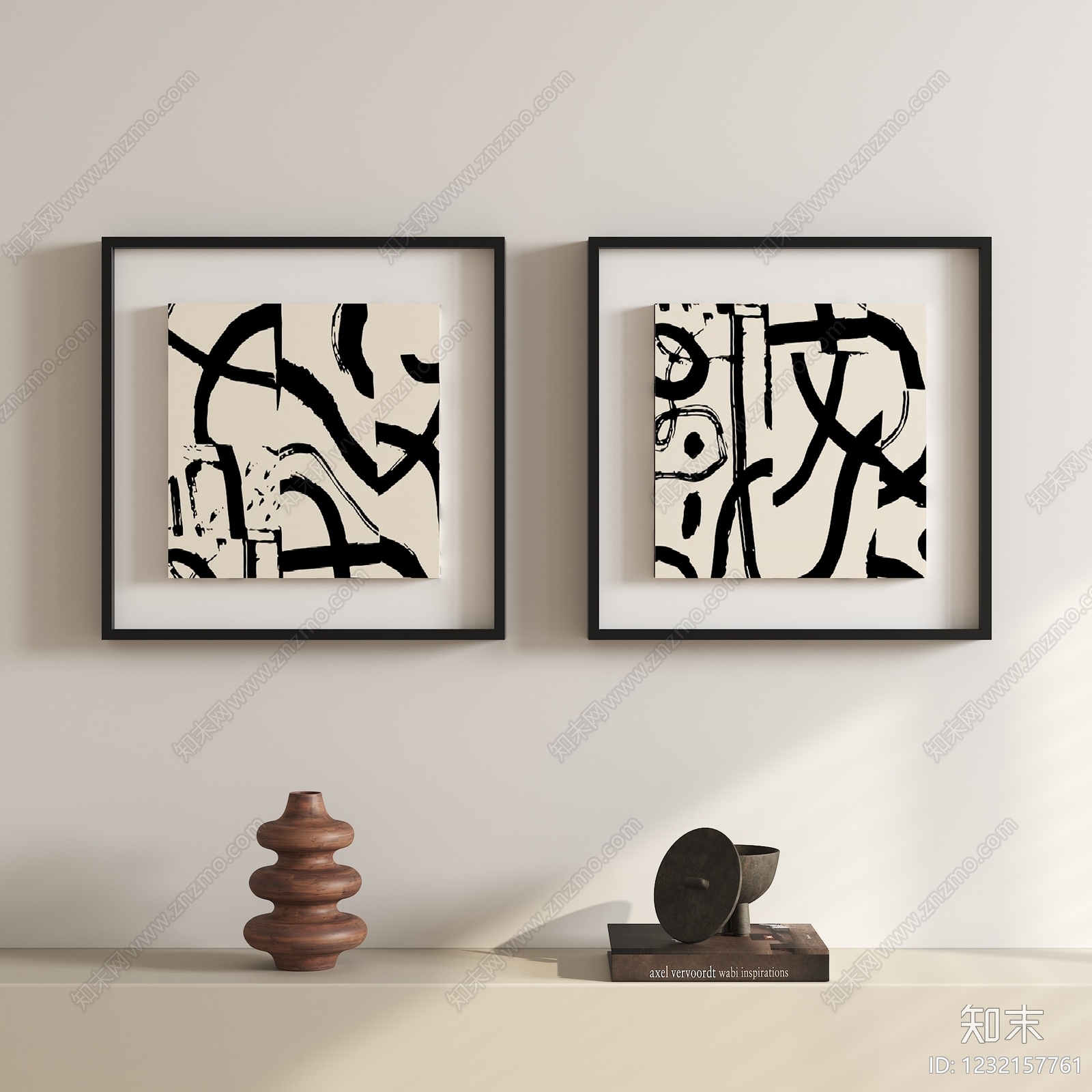 侘寂抽象挂画3D模型下载【ID:1232157761】