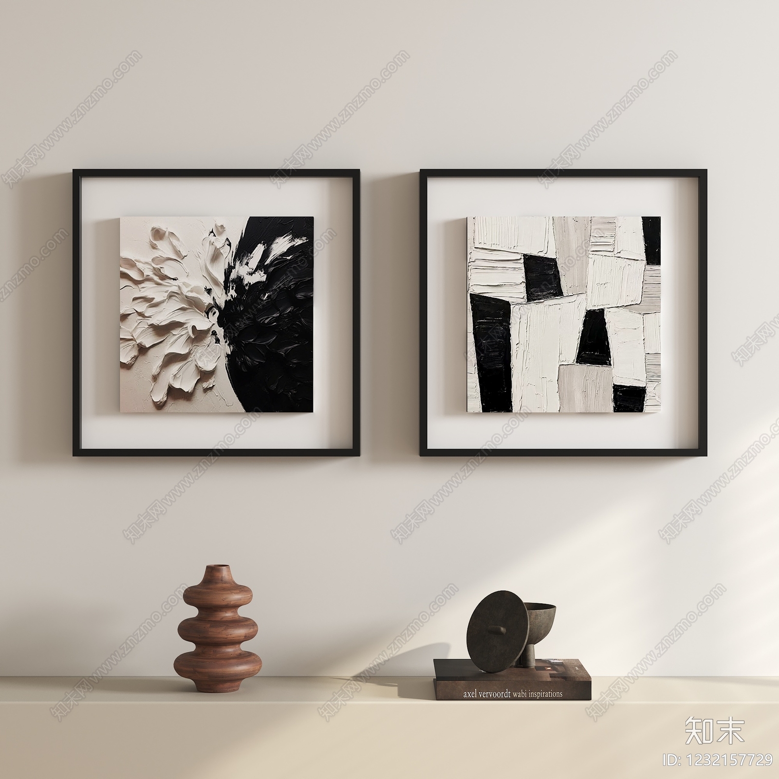 侘寂组合画3D模型下载【ID:1232157729】
