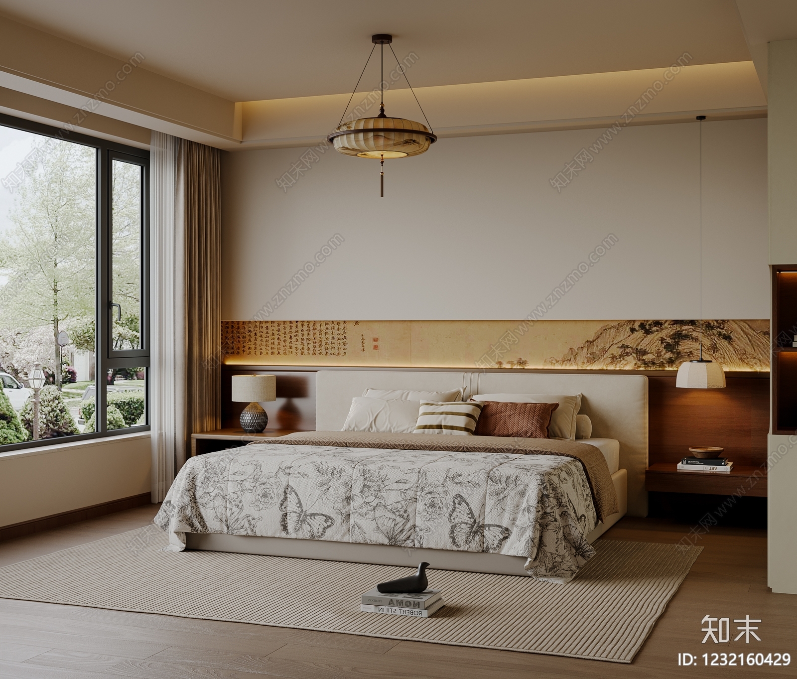 新中式宋式卧室3D模型下载【ID:1232160429】