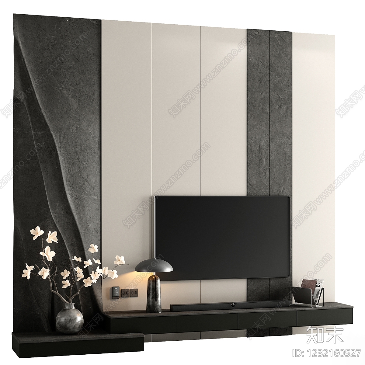 现代简约家居客厅3D模型下载【ID:1232160527】