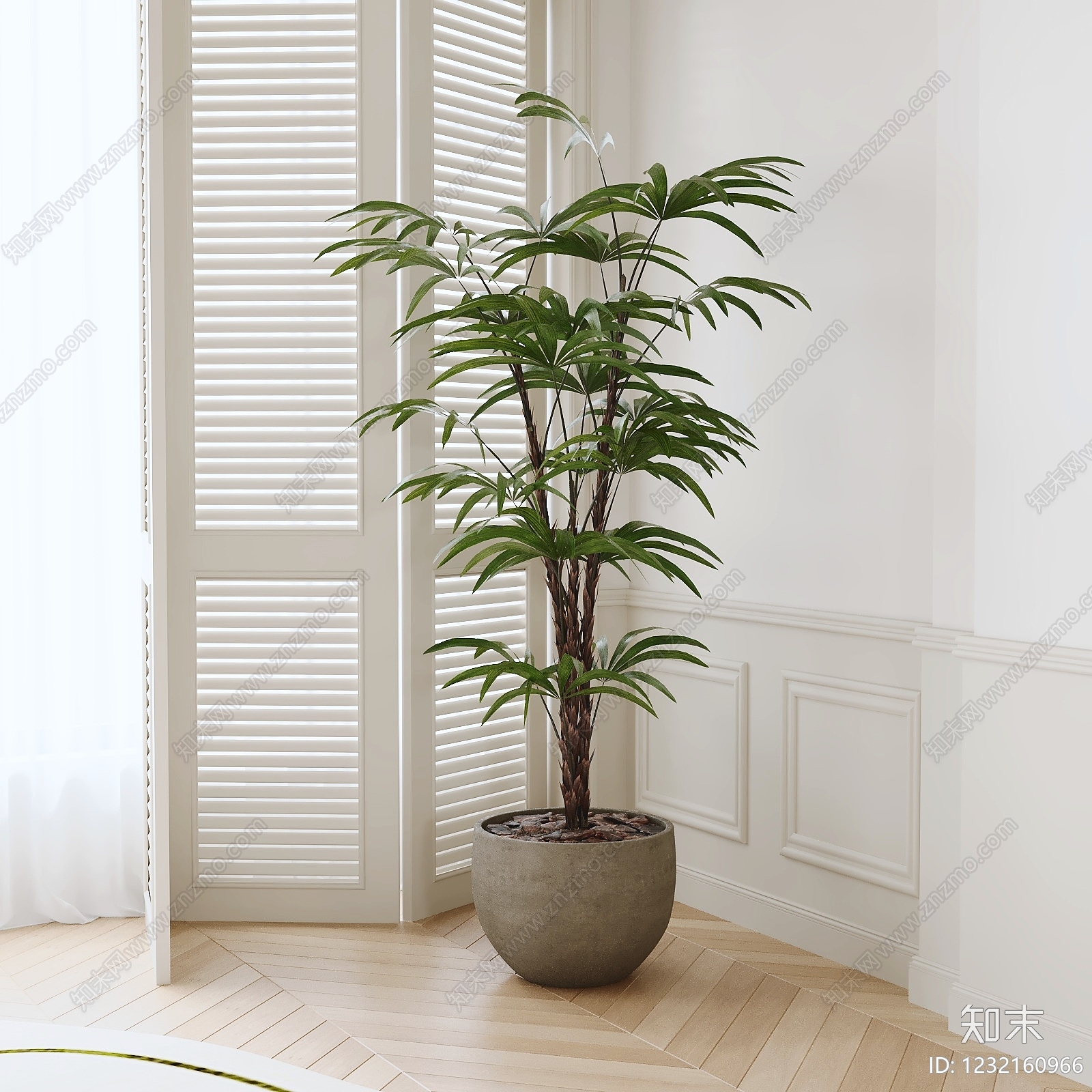 奶油风盆栽3D模型下载【ID:1232160966】