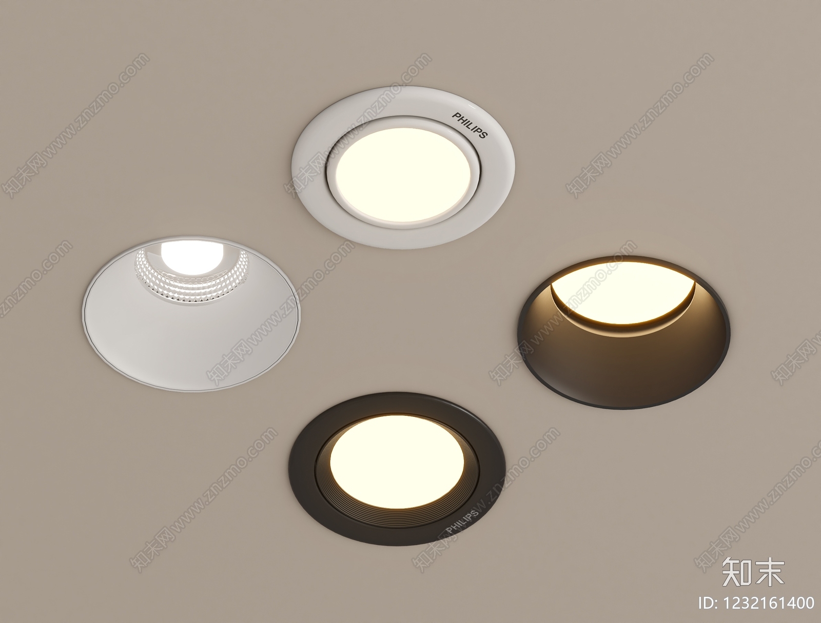 现代简约筒灯射灯组合3D模型下载【ID:1232161400】