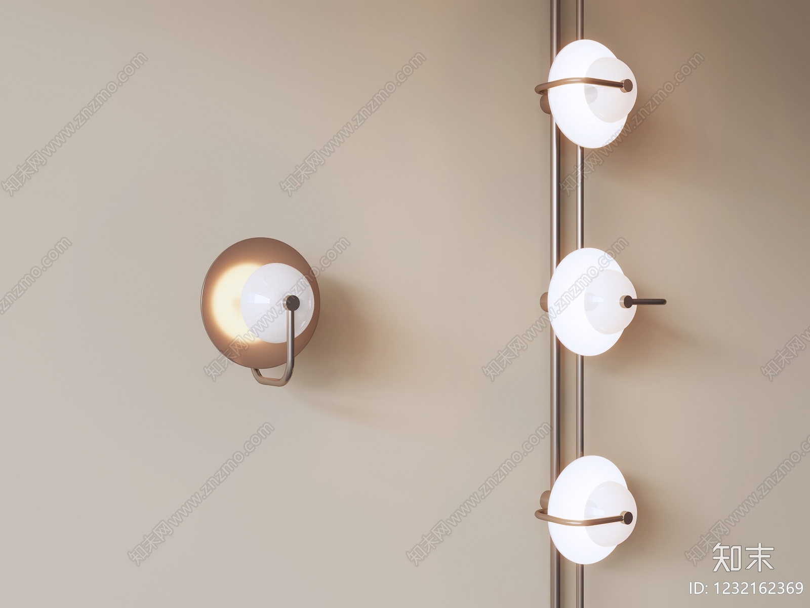 现代简约金属壁灯3D模型下载【ID:1232162369】