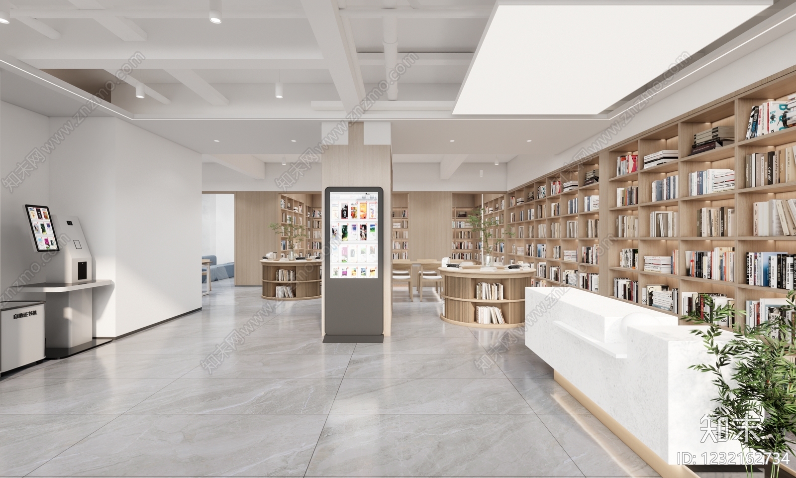 原木风书店SU模型下载【ID:1232162734】