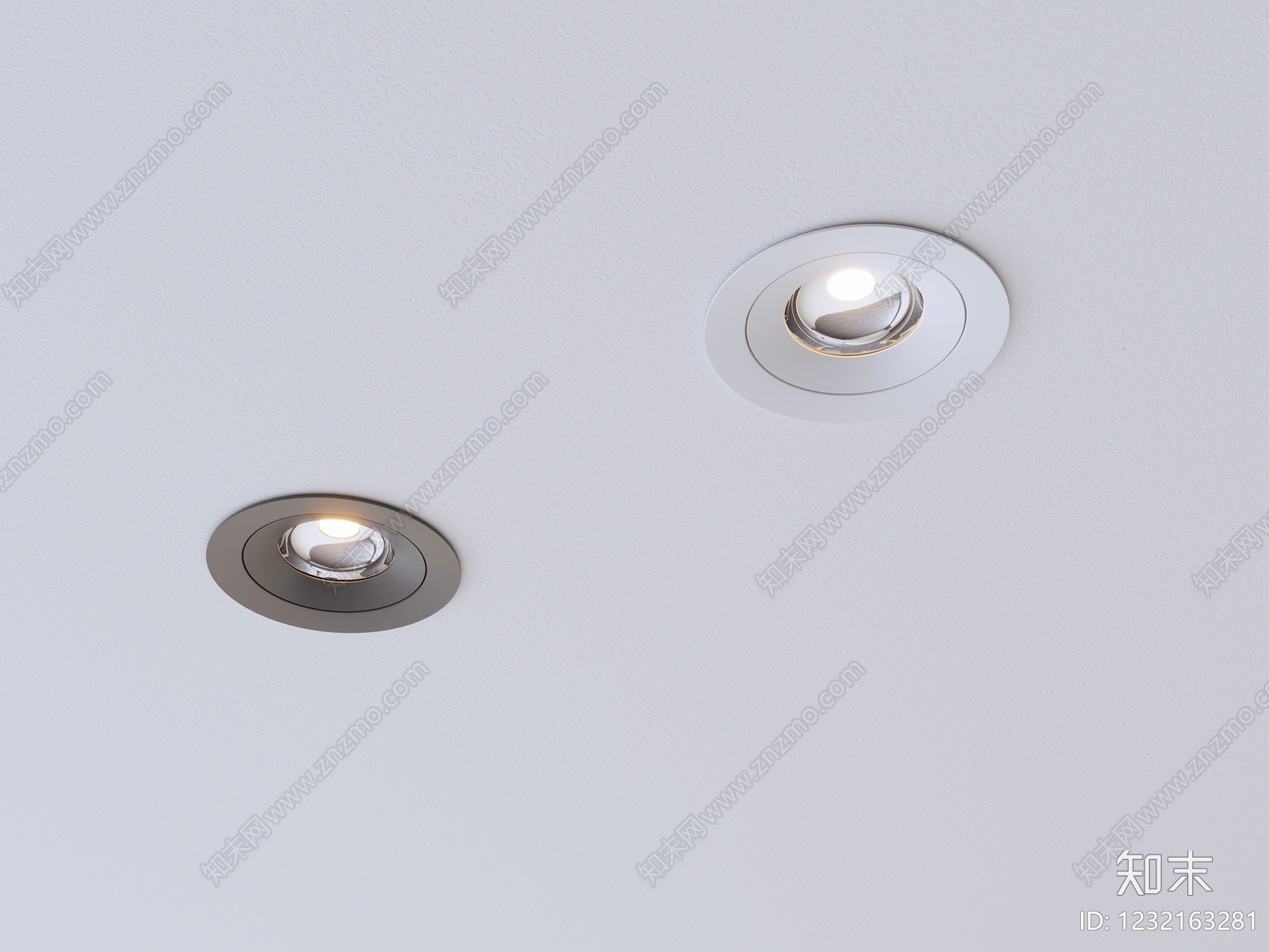 极简筒灯射灯组合3D模型下载【ID:1232163281】