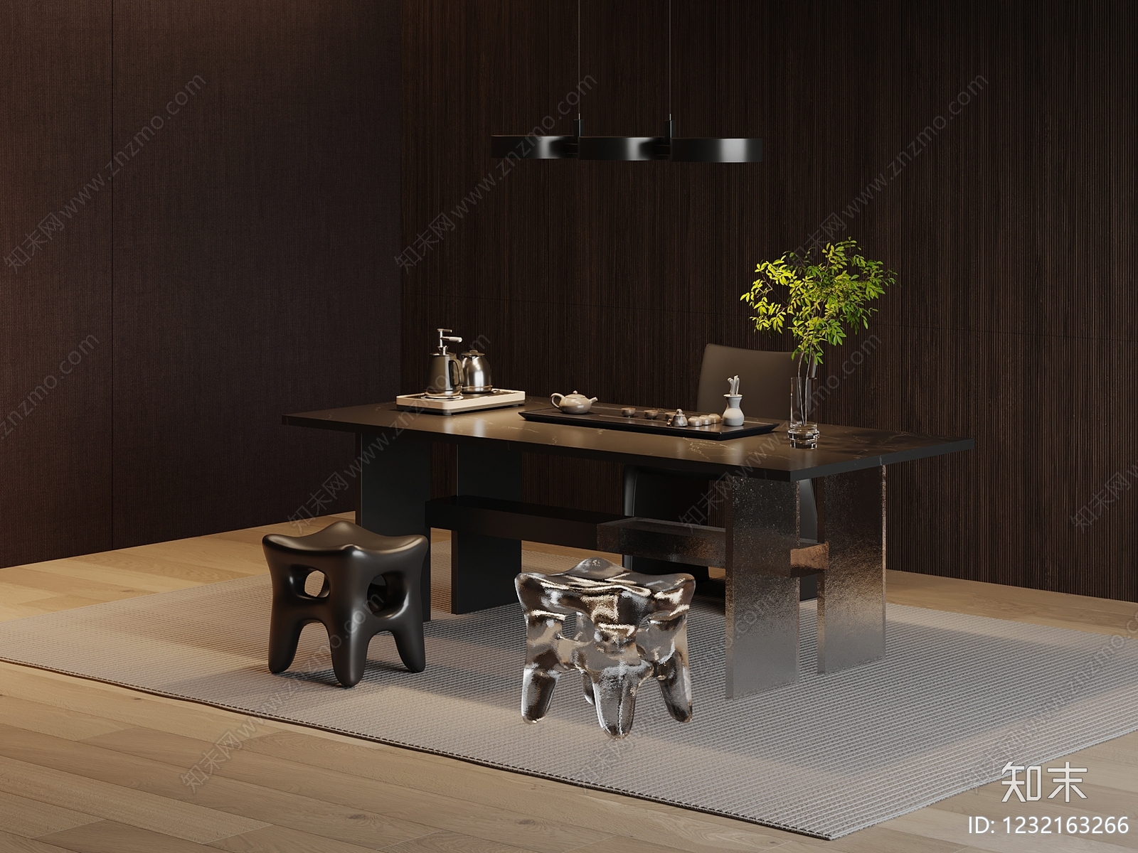 新中式茶桌椅3D模型下载【ID:1232163266】