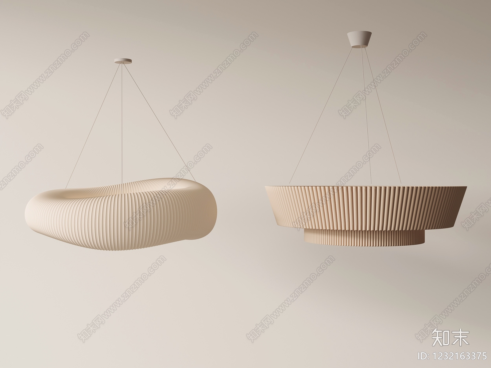 奶油风艺术吊灯3D模型下载【ID:1232163375】