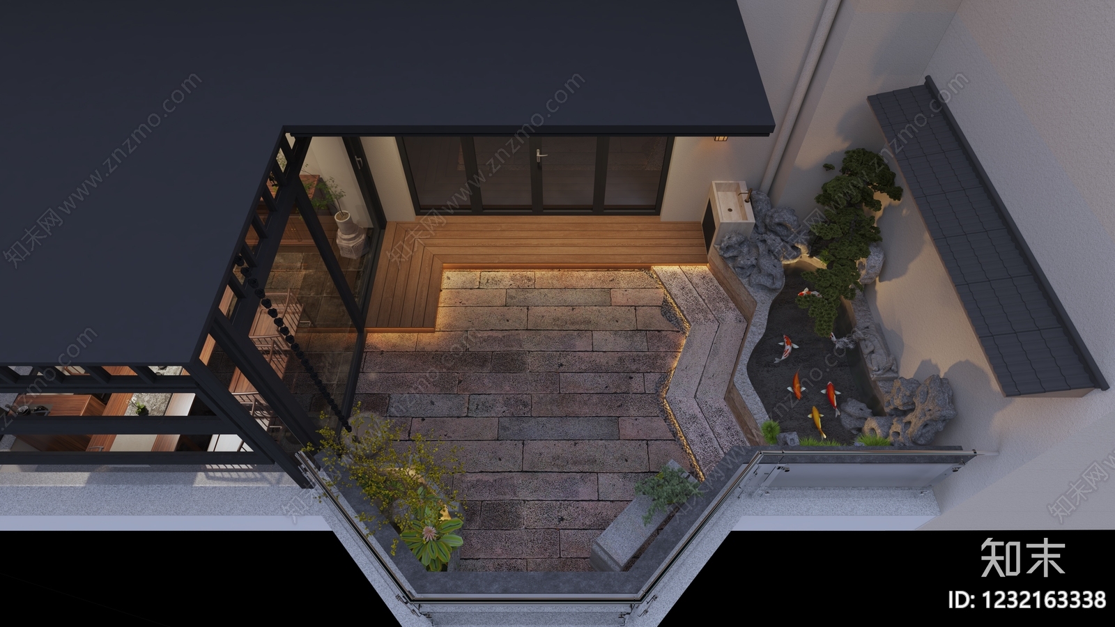 新中式屋顶花园3D模型下载【ID:1232163338】