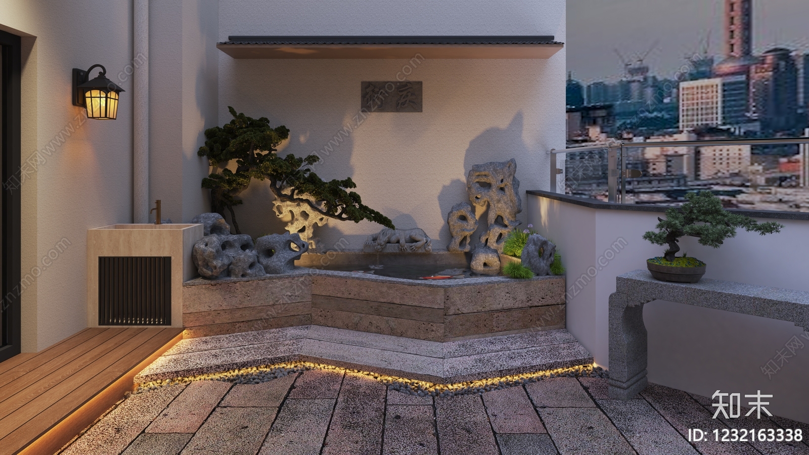 新中式屋顶花园3D模型下载【ID:1232163338】