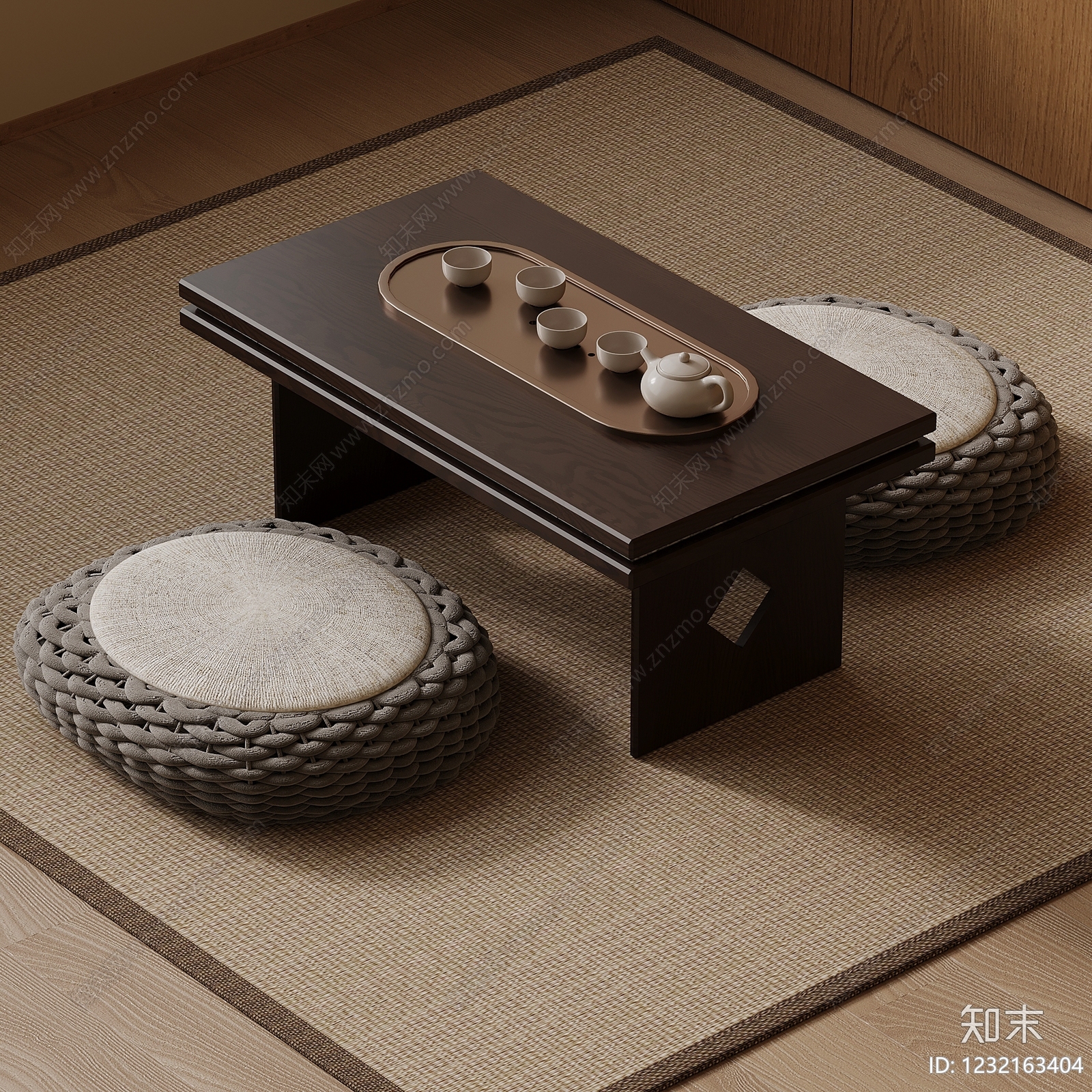 新中式茶桌椅3D模型下载【ID:1232163404】