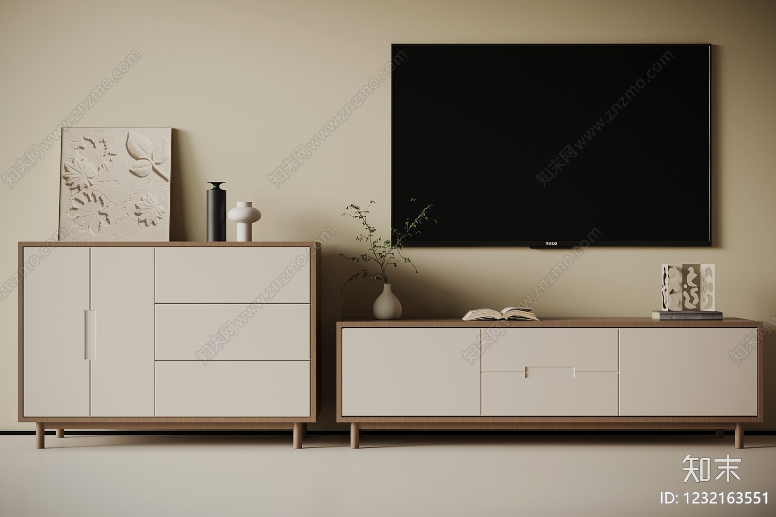 原木风电视柜3D模型下载【ID:1232163551】