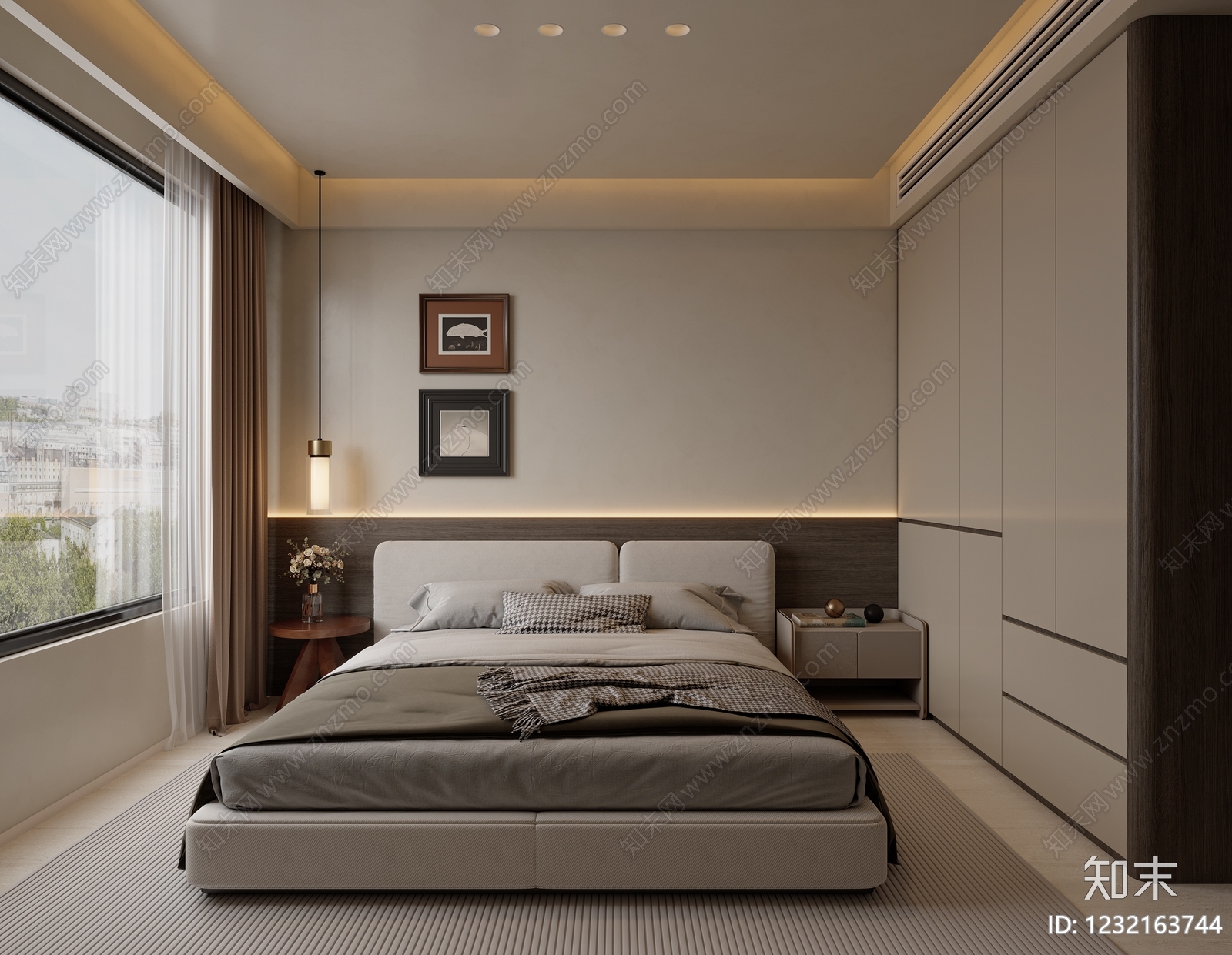 意式极简主卧3D模型下载【ID:1232163744】