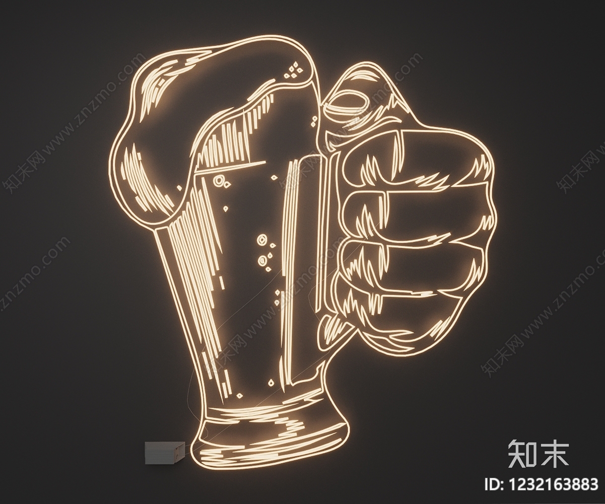 赛博朋克风霓虹灯3D模型下载【ID:1232163883】