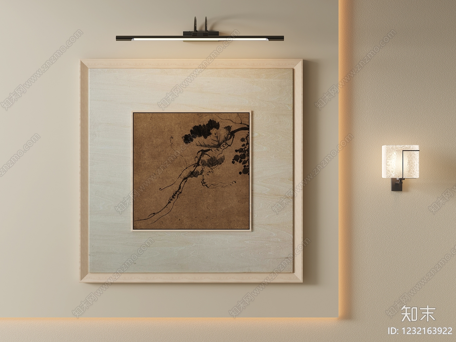 新中式宋式挂画3D模型下载【ID:1232163922】