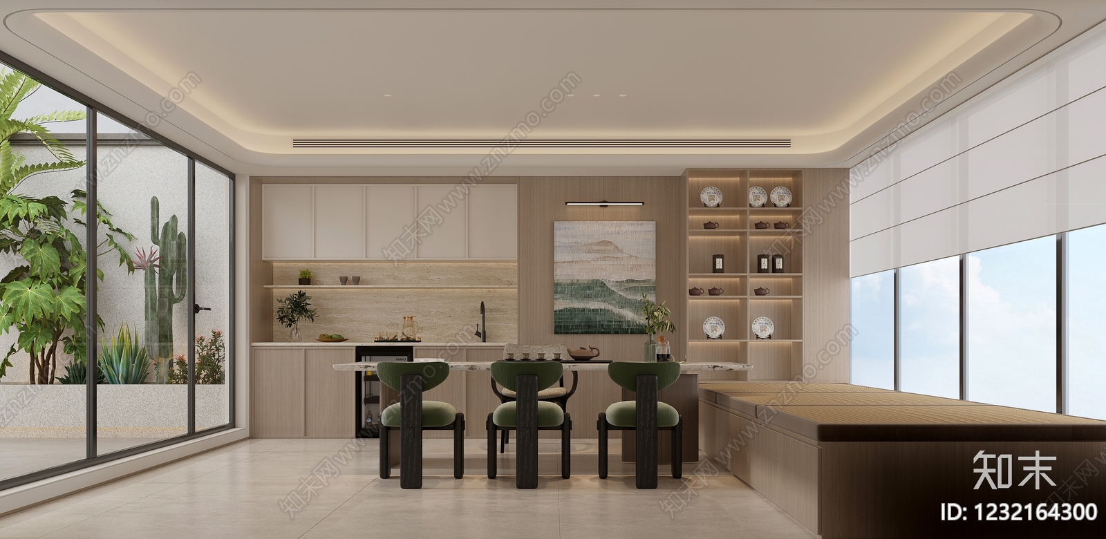 现代简约家居餐厅3D模型下载【ID:1232164300】