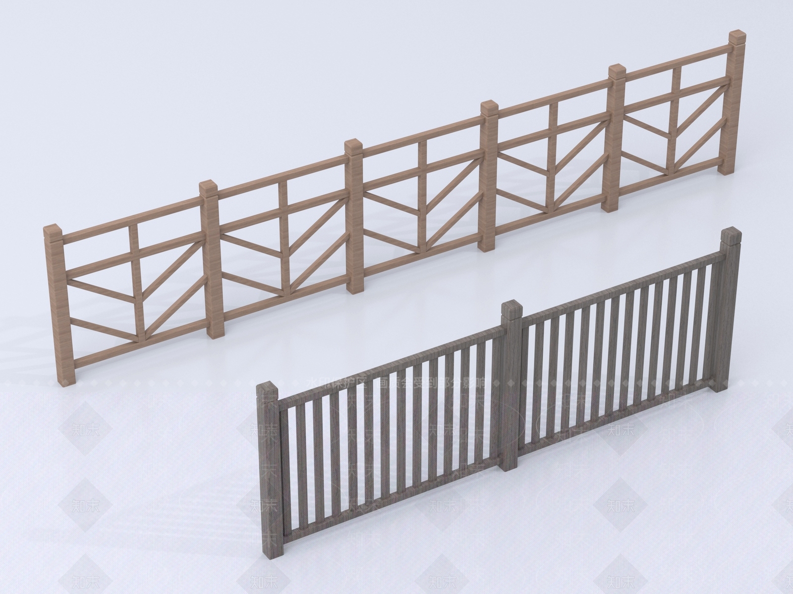 原木风栏杆3D模型下载【ID:1232164747】