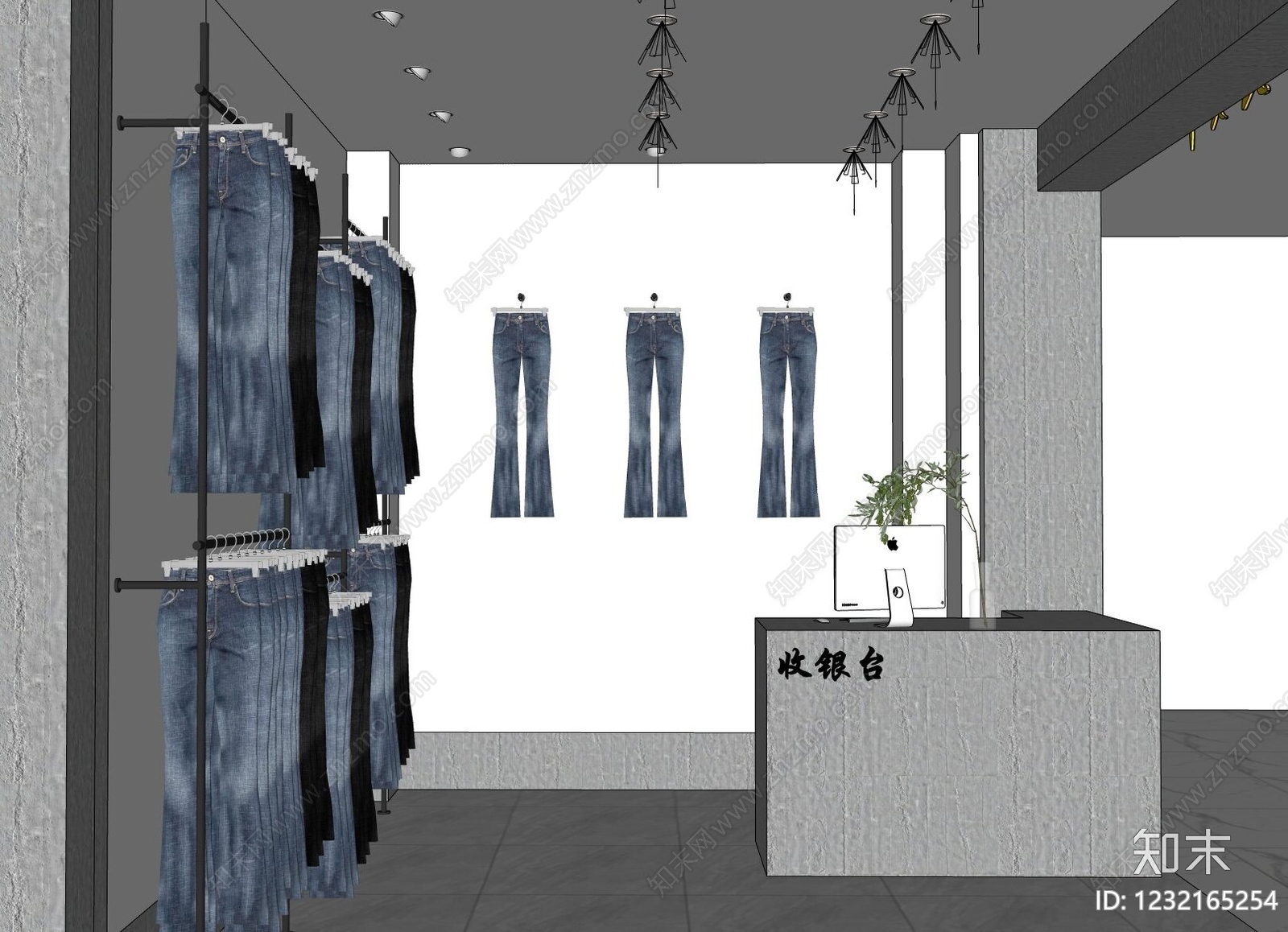 现代简约服装店SU模型下载【ID:1232165254】