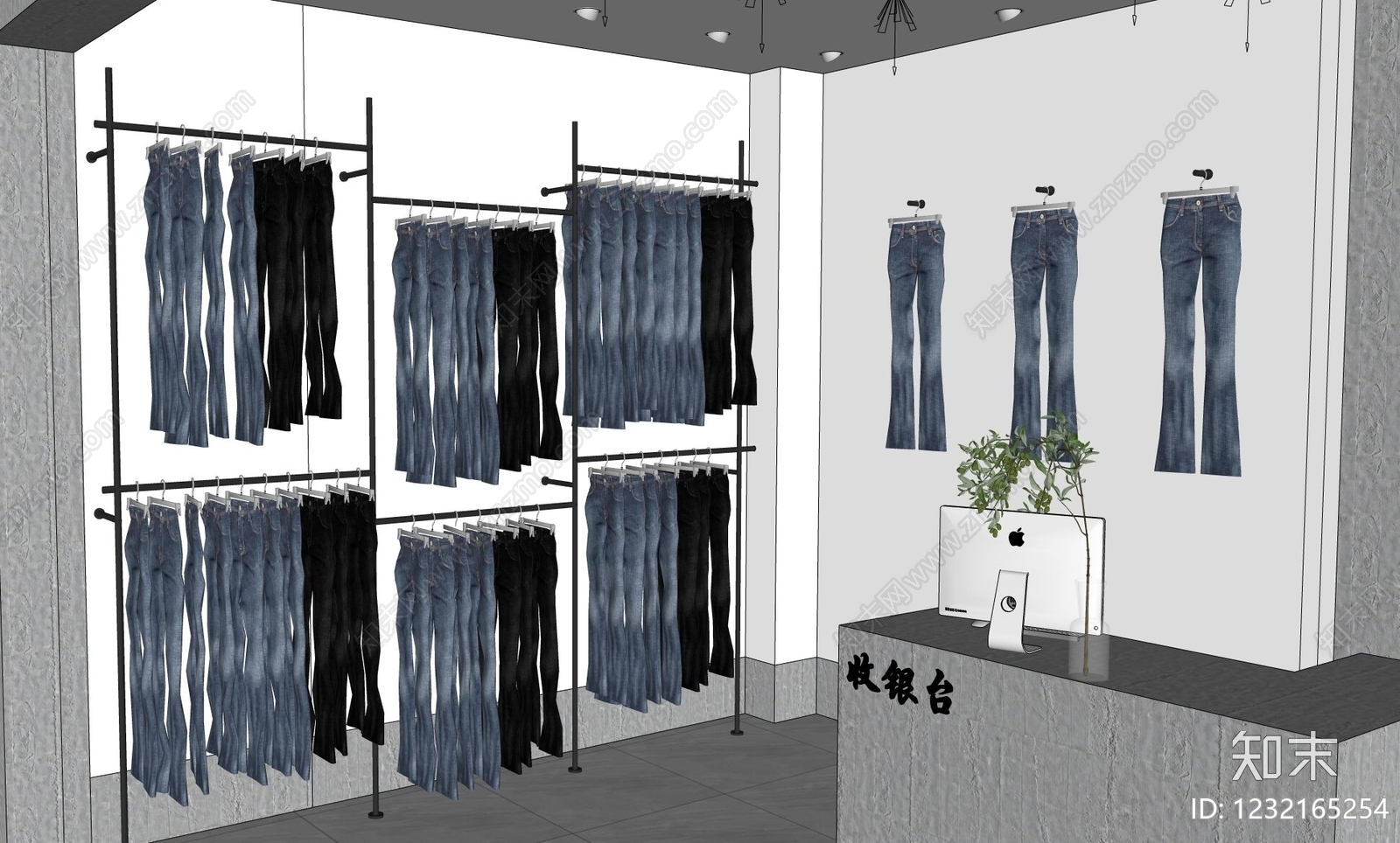 现代简约服装店SU模型下载【ID:1232165254】