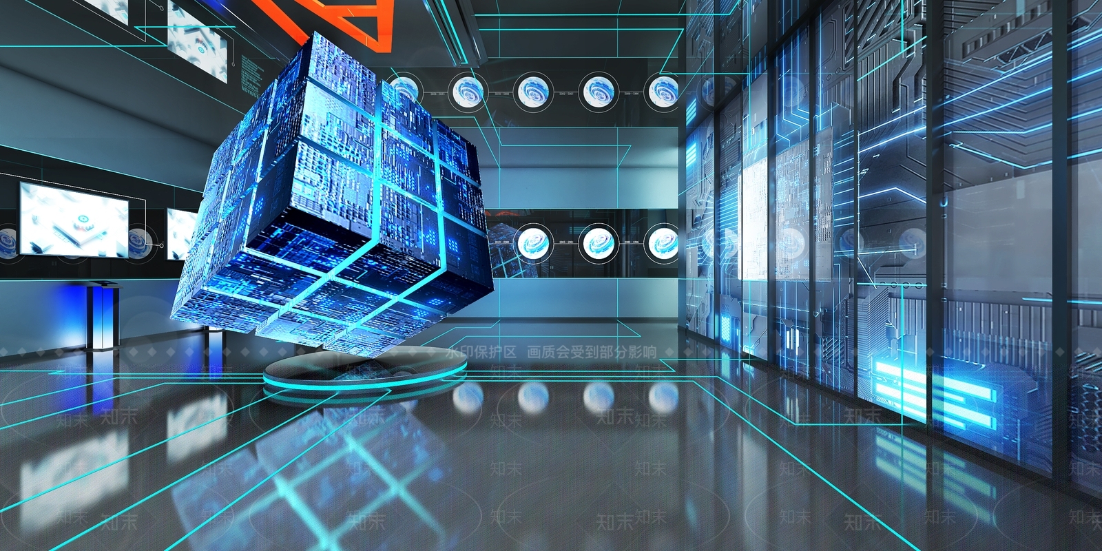 未来主义科技展厅3D模型下载【ID:1232166325】