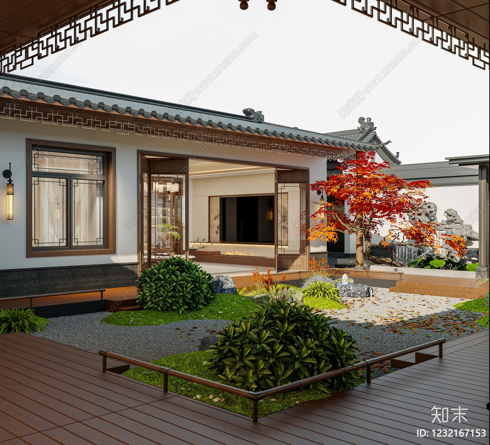 新中式庭院3D模型下载【ID:1232167153】