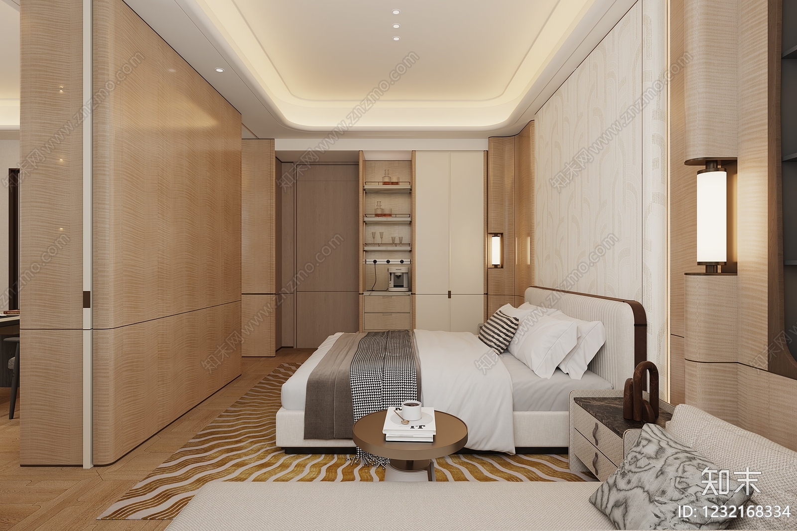 现代简约主卧3D模型下载【ID:1232168334】