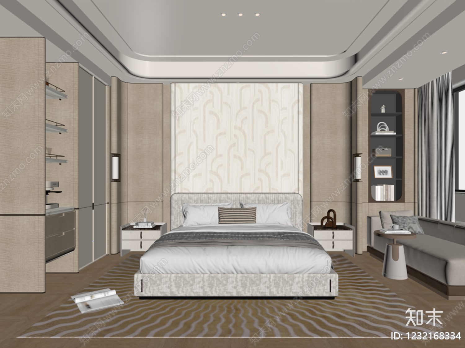 现代简约主卧3D模型下载【ID:1232168334】