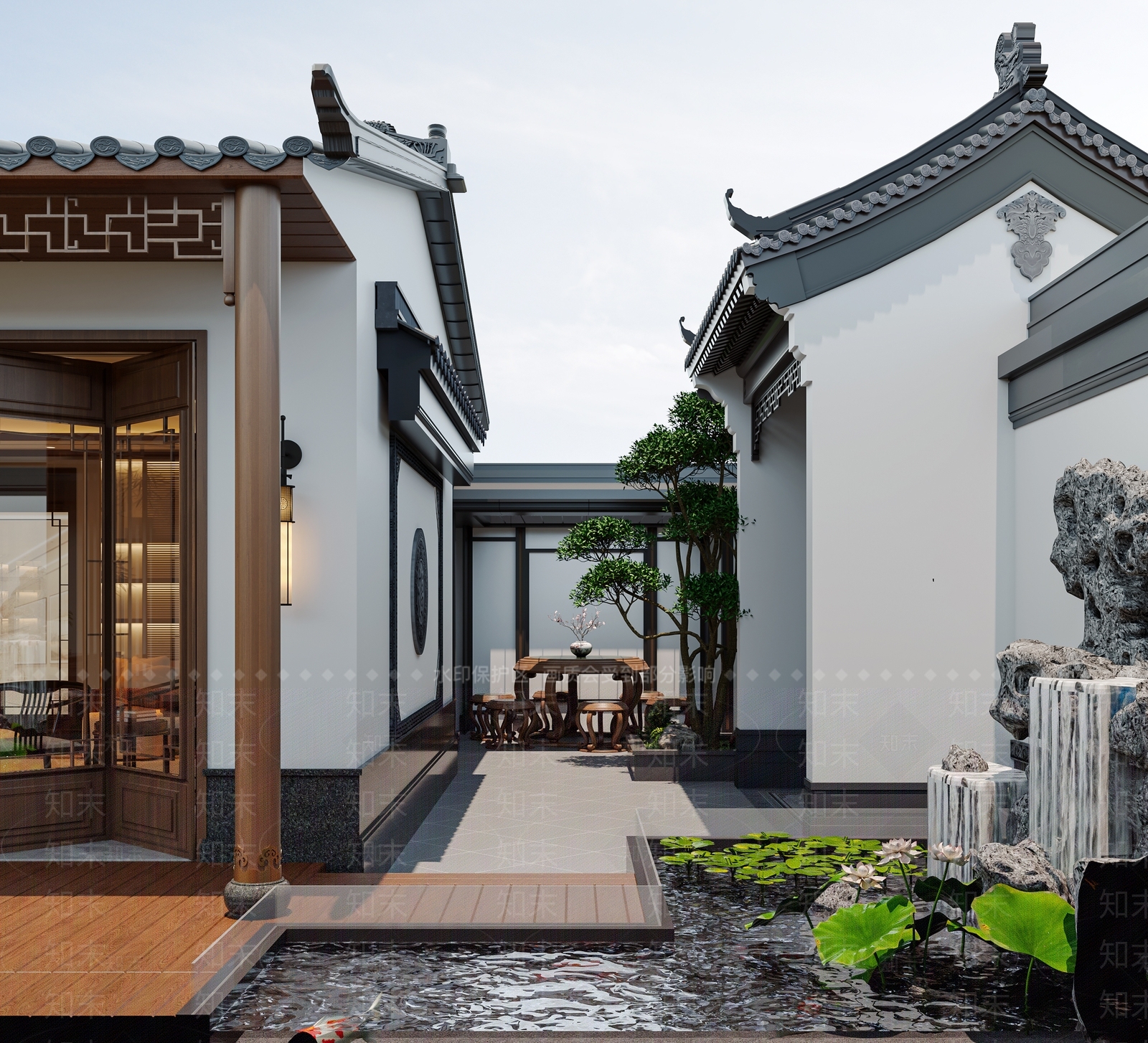 中式古建庭院3D模型下载【ID:1232168358】