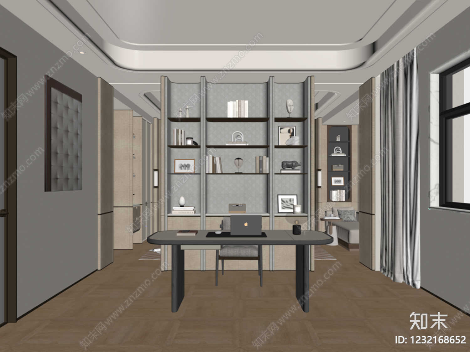 新中式书房3D模型下载【ID:1232168652】