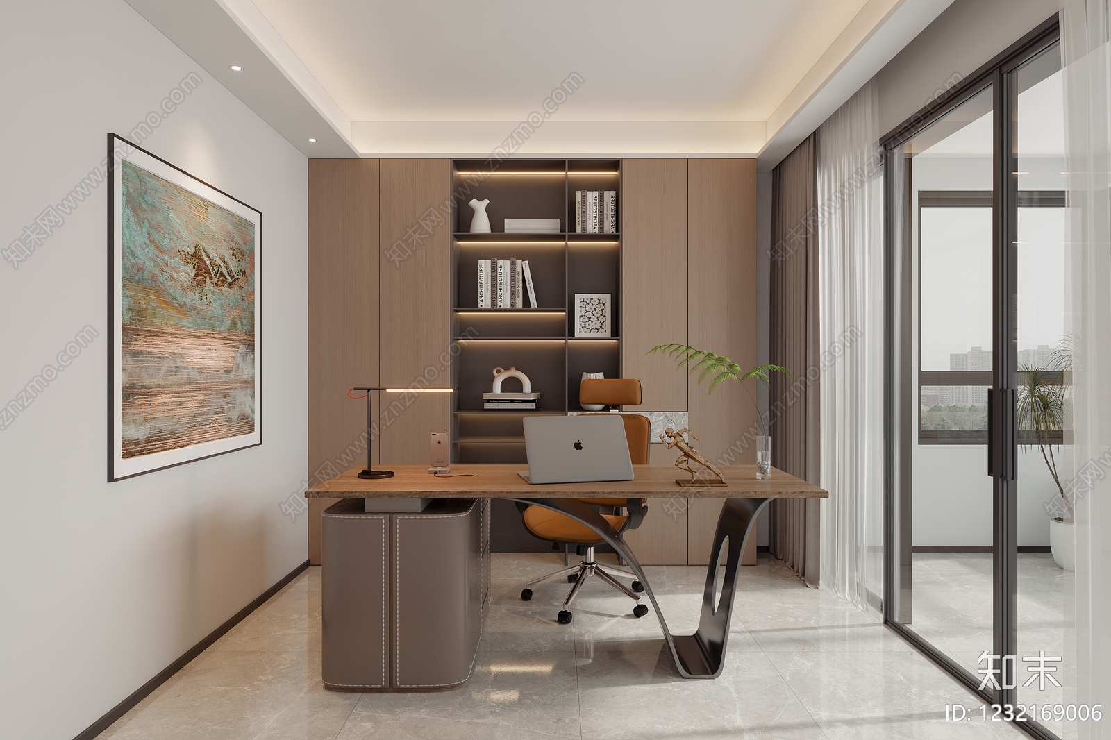 现代简约书房3D模型下载【ID:1232169006】
