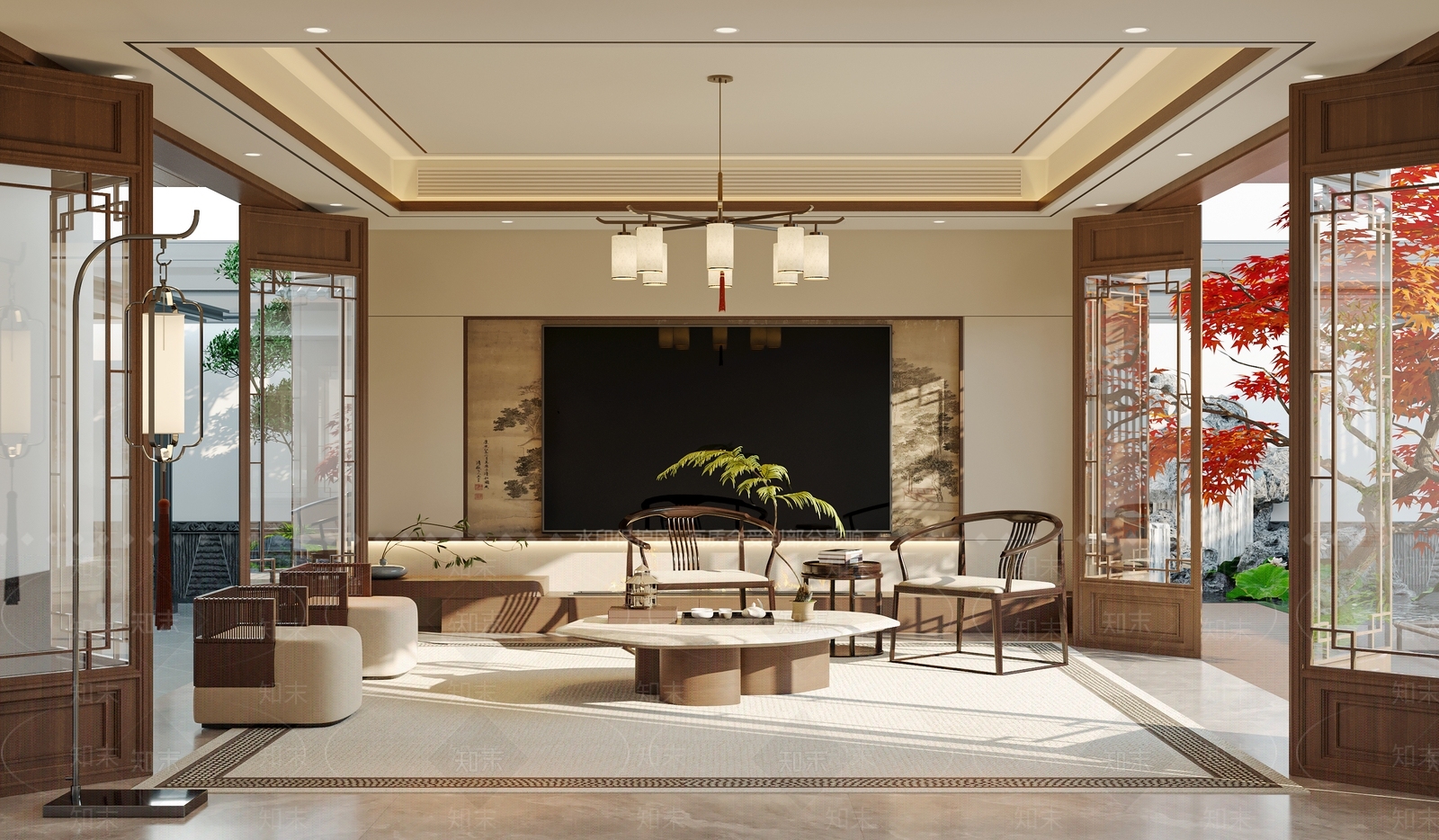 新中式宋式客厅3D模型下载【ID:1232169176】