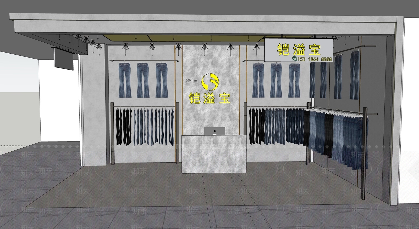 极简服装店SU模型下载【ID:1232170968】