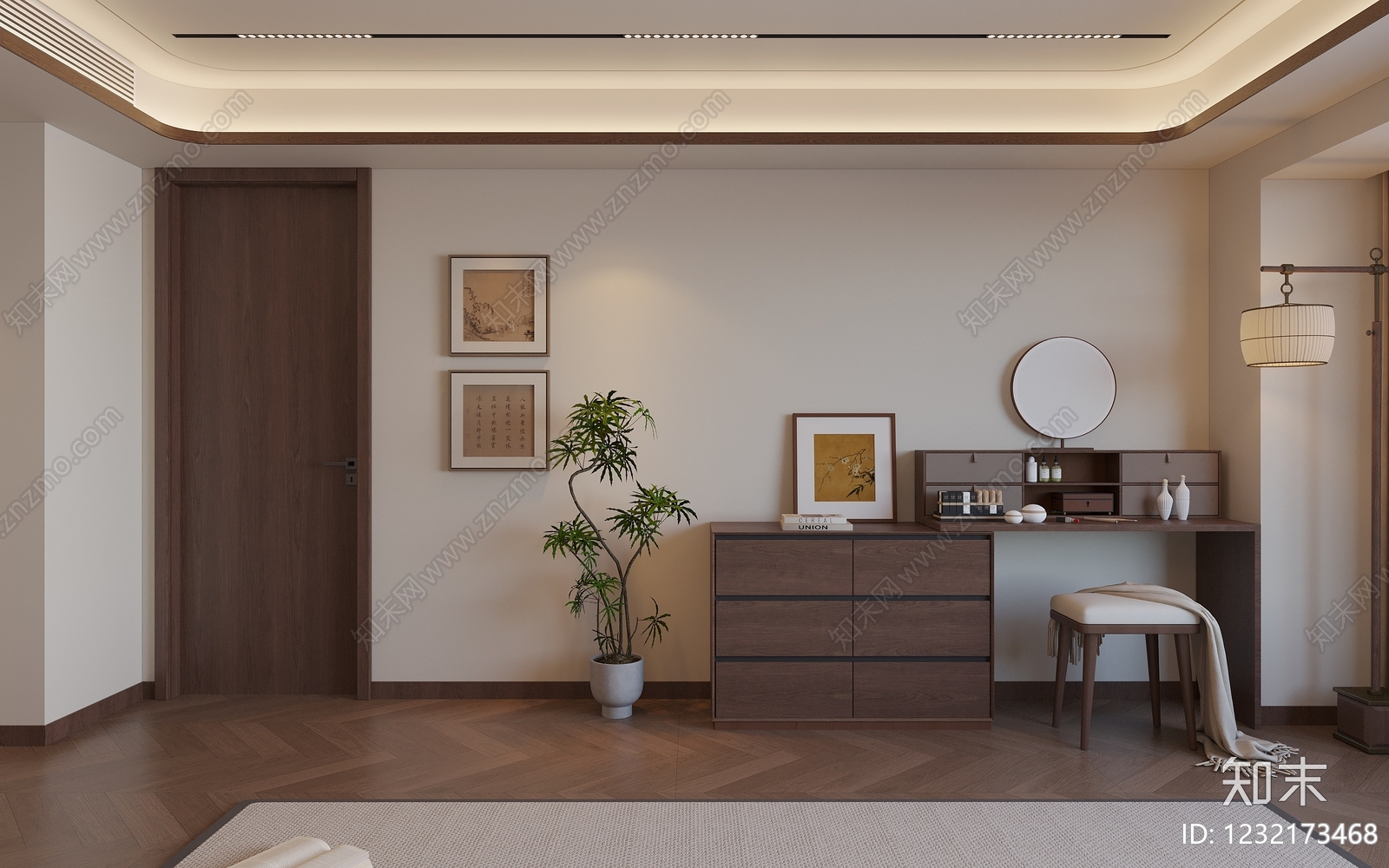 新中式梳妆台3D模型下载【ID:1232173468】