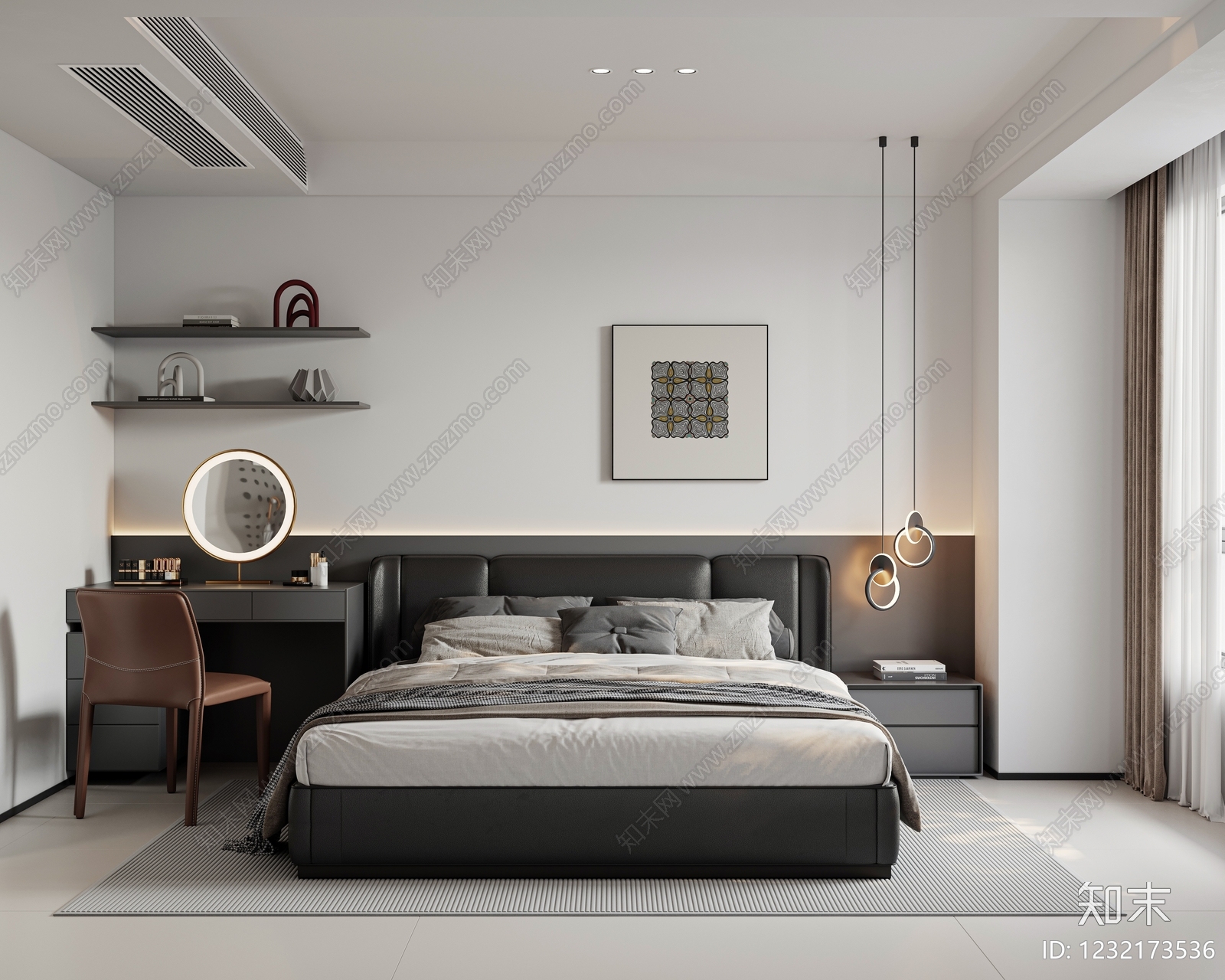 现代简约主卧3D模型下载【ID:1232173536】