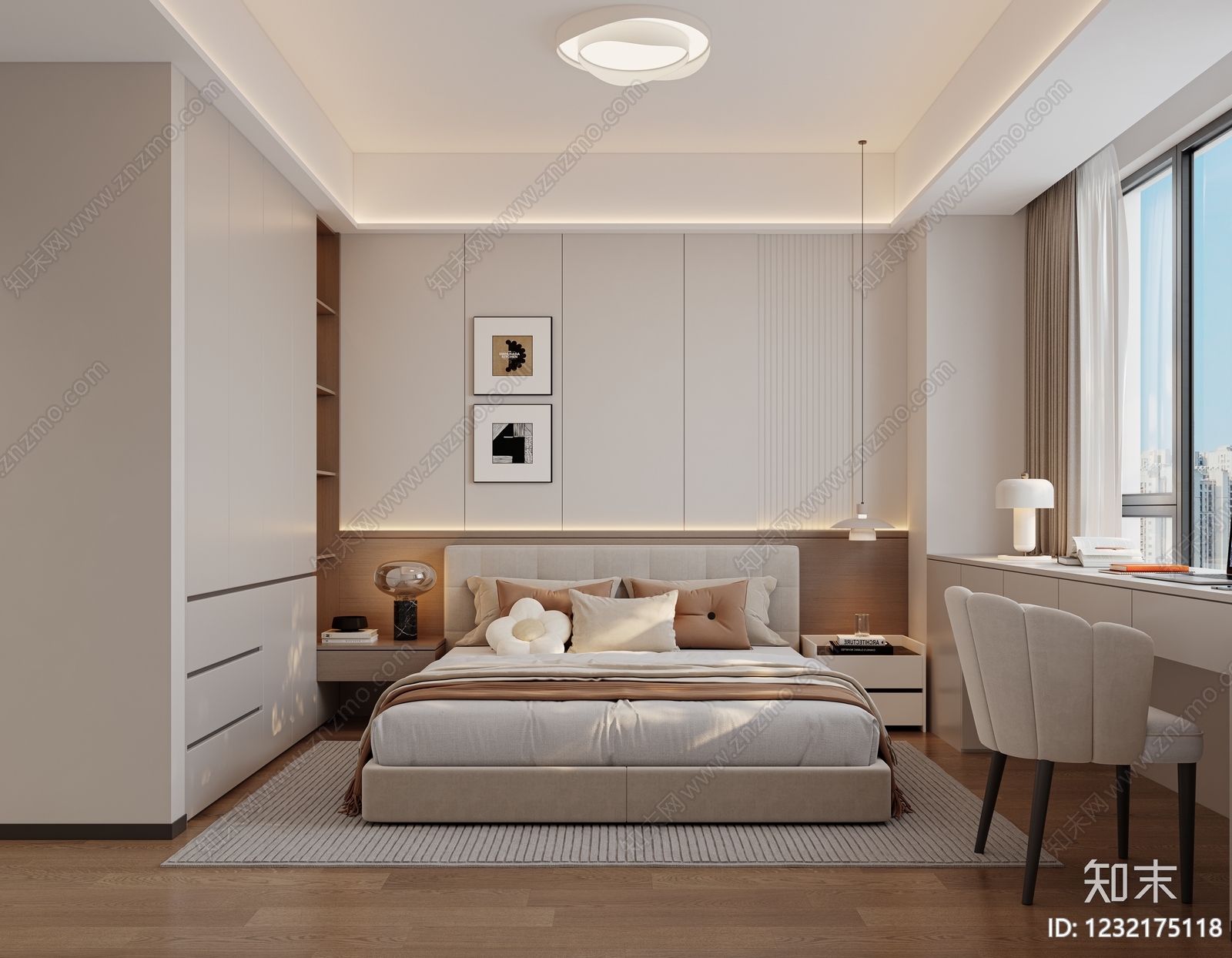 现代简约主卧3D模型下载【ID:1232175118】