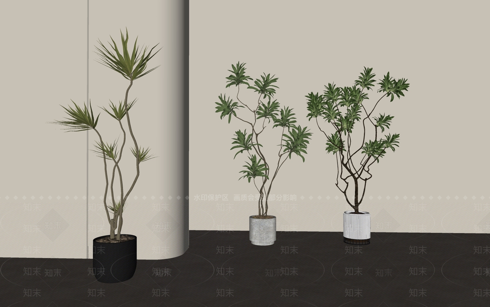 极简盆栽SU模型下载【ID:1232176083】