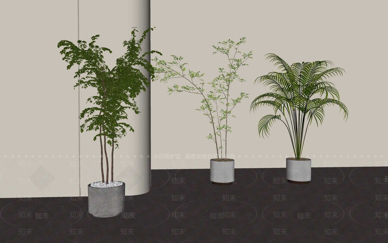 现代简约盆栽SU模型下载【ID:1232176235】