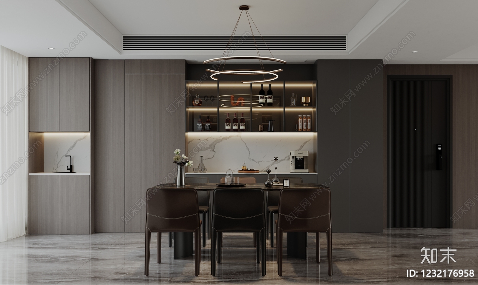意式极简家居餐厅3D模型下载【ID:1232176958】