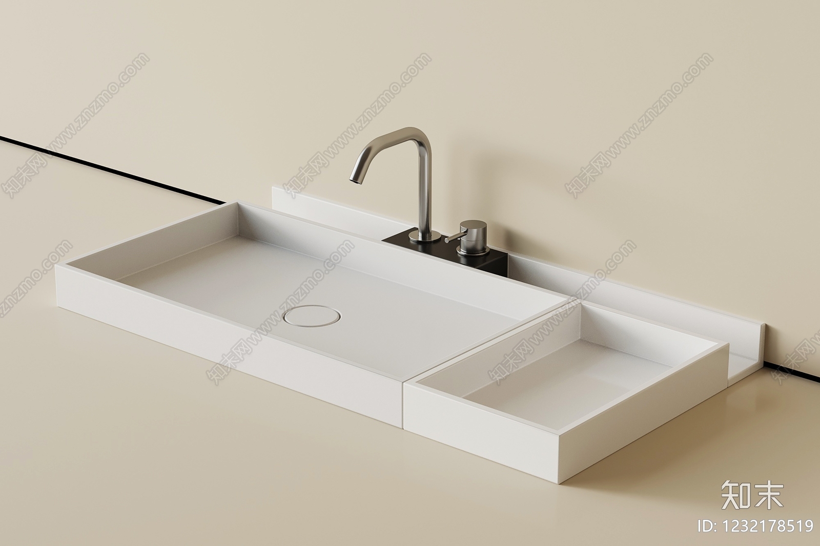 极简洗手台3D模型下载【ID:1232178519】