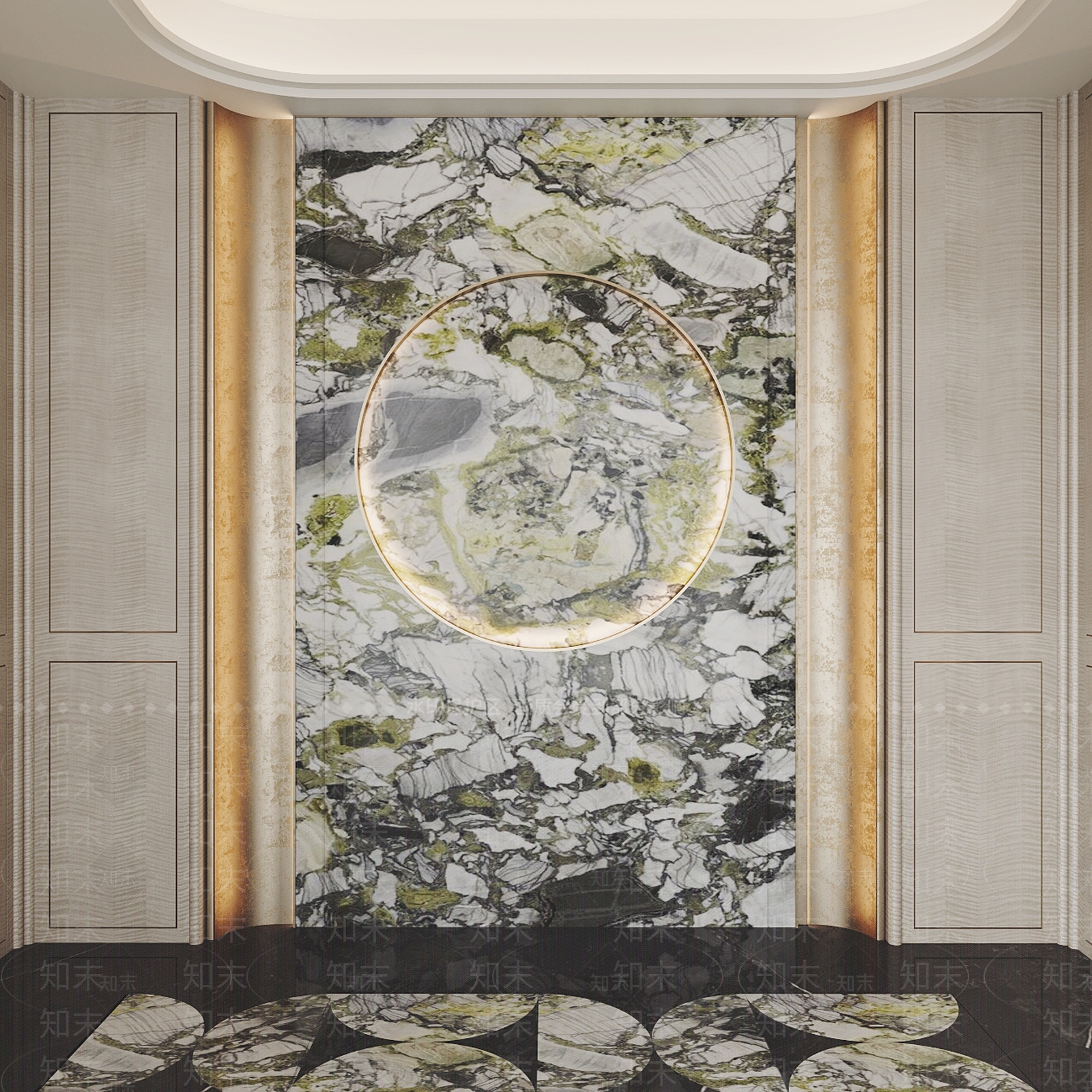 轻奢玄关背景墙3D模型下载【ID:1232178659】