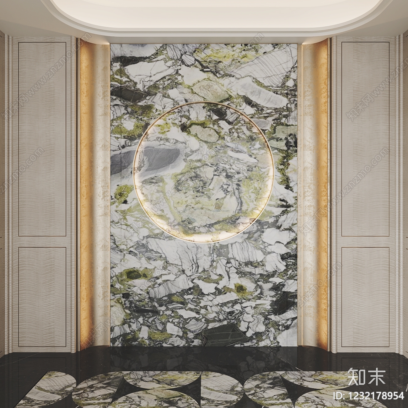 轻奢背景墙SU模型下载【ID:1232178954】