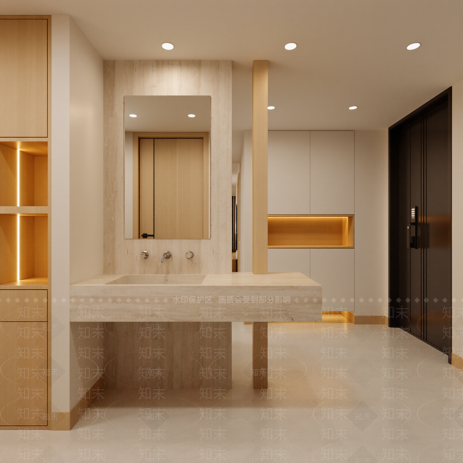 原木风大平层客餐厅3D模型下载【ID:1232178989】
