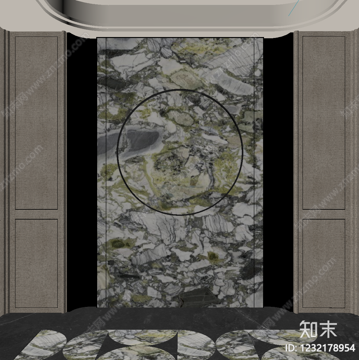 轻奢背景墙SU模型下载【ID:1232178954】
