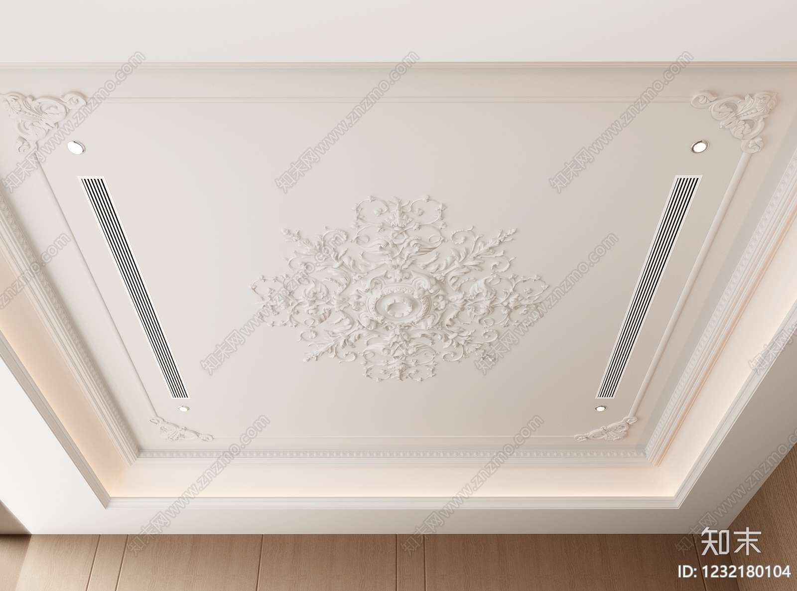 法式吊顶3D模型下载【ID:1232180104】