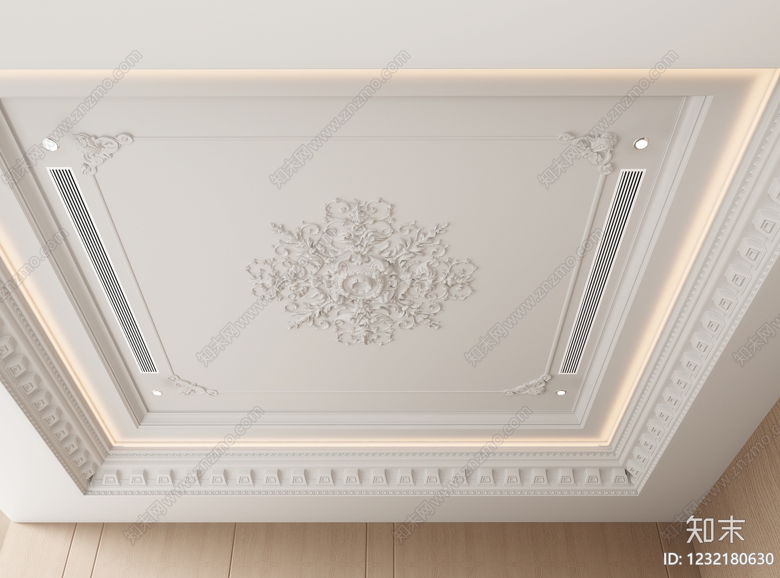 法式吊顶3D模型下载【ID:1232180630】