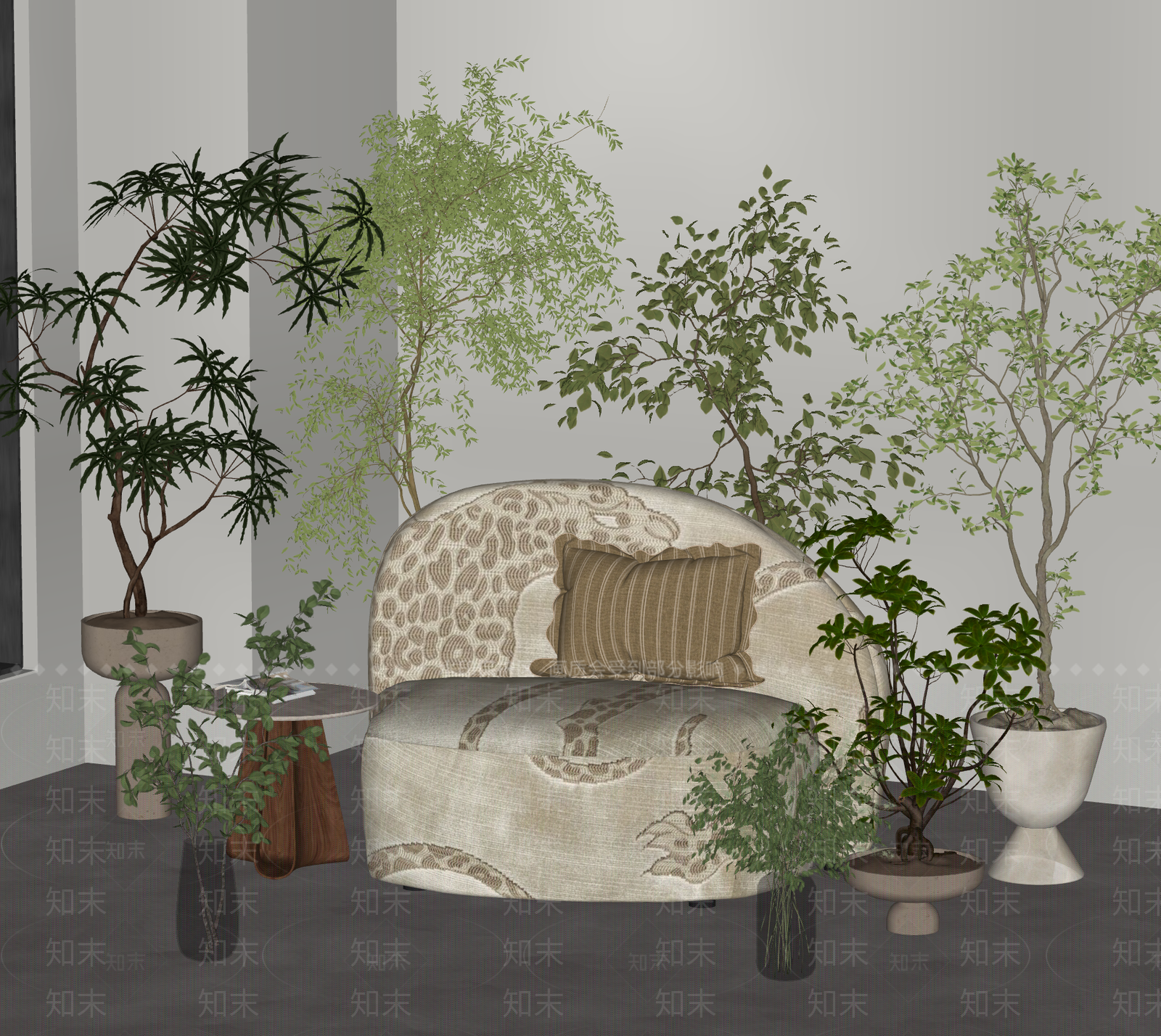 奶油风盆栽SU模型下载【ID:1232180616】