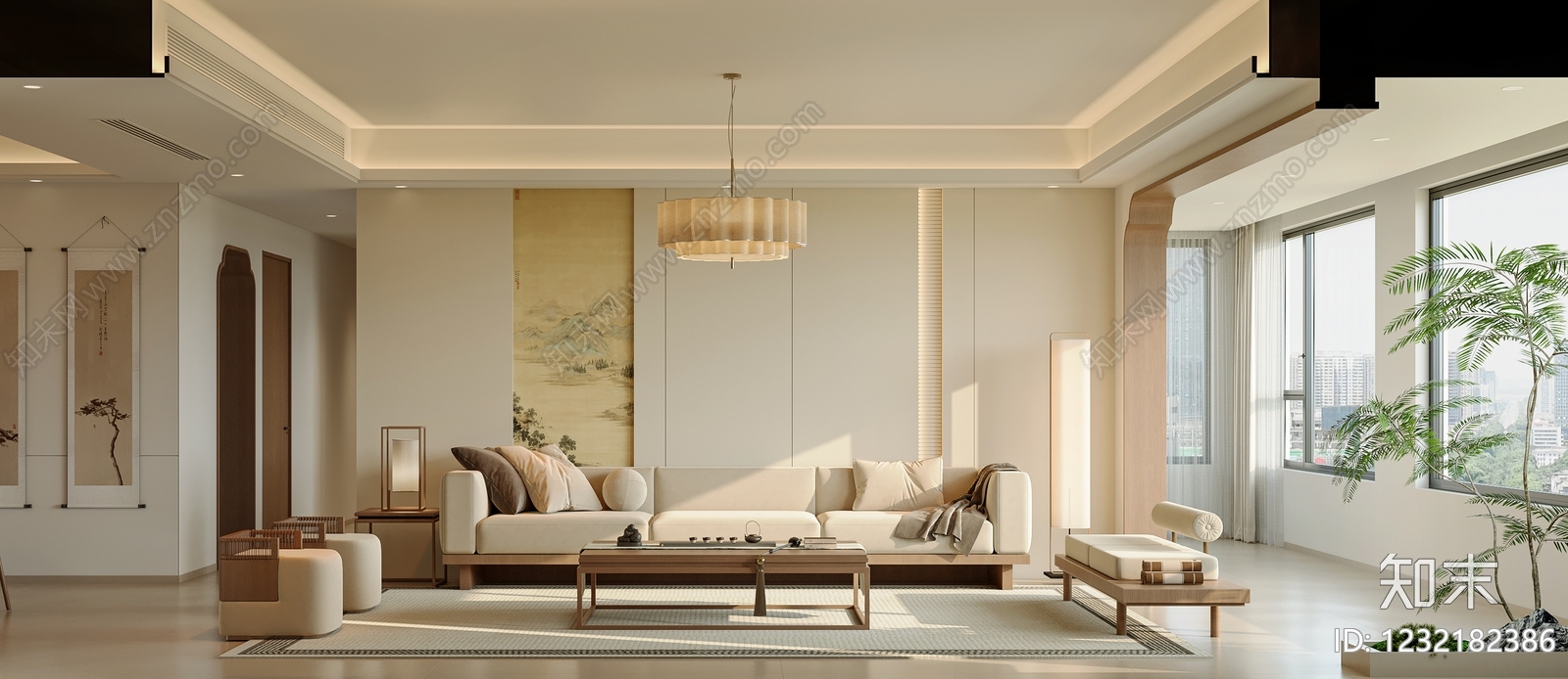 新中式宋式客厅3D模型下载【ID:1232182386】