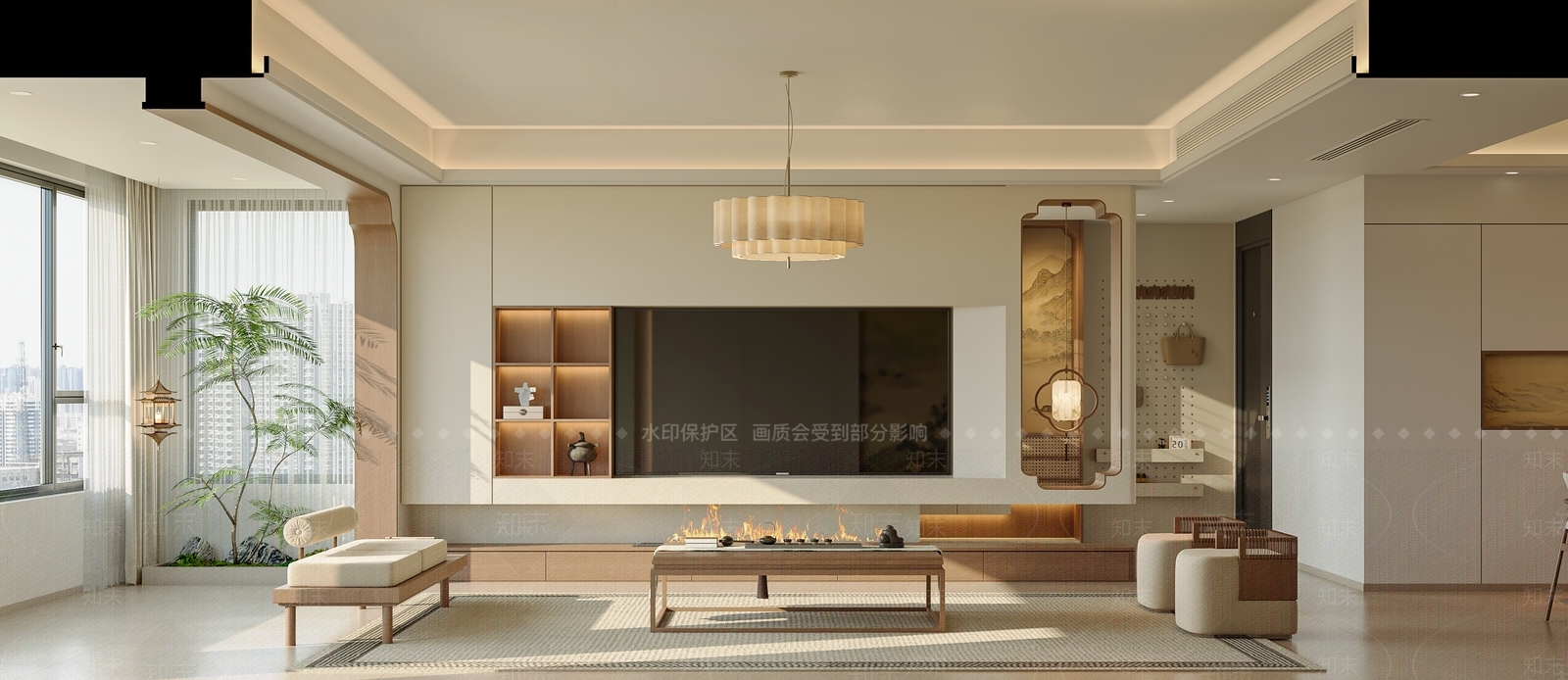 新中式宋式客厅3D模型下载【ID:1232182724】